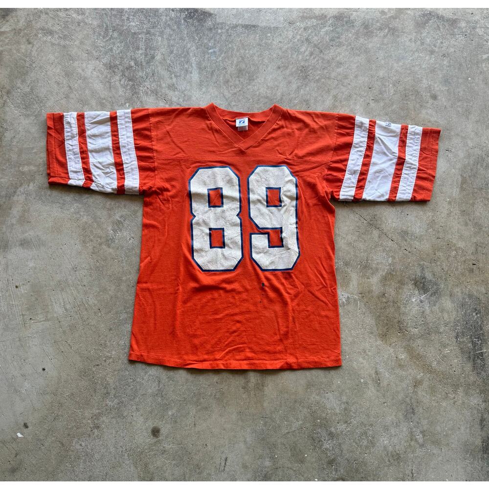 VTG 80s Logo 7 Orange Sportswear Jersey Style '89' Shirt Size Medium Made in USA